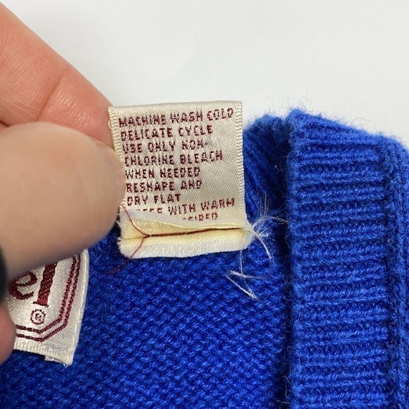 Vintage Bechamel Cat & Butterfly Blue Sweater Vest Large - Picture 7 of 8